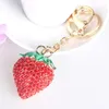 Keychains Strawberry Red Lovely Charm Pendent Pendant Crystal Purse Bag Car Key Ring Chain Jewelry Gift Fruit Series Fashion Enek29099091