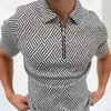 Herren Sommer Golf Plaid Dot Print Revers Half Zip Kurzarm Tops Sportswear Casual Slim Fit Polo Shirts 220614