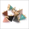 Konst och hantverk Arts Gifts Home Garden 20x24mm Natural Crystal Cone Shape Chakra Stone Charms Rose Quartz Pendants for Jew DHQD3