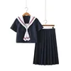 Ensembles de vêtements Trois lignes rouges Col blanc Summer Navy Sailor Costume Tops Jupes Femmes Élégant JK High School Uniforme Classe Étudiants ClothClot