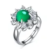 Кластерные кольца натуральный зеленый нефритовый мозаичный циркон кольцо 925 Серебряный жадит халцедонный амулет модный шарм