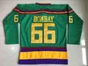 WSKT 스티치 빈티지 강력한 영화 33 Greg Goldberg 44 Fulton Reed 99 Adam Banks 21 Dean Portman 66 Bombay 9 Kariya Jerseys Green