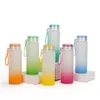A mais recente garrafa de água da caneca de sublimação 500 ml de vidro glasted garrafas de água gradiente em branco copo de utensílios de utensílios gradiente