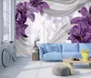 Anpassad 3D -tapet mode liljor enkla moderna soffa vardagsrum tv -familjen konst bakgrund vägg silke vattentätt material
