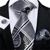 Bow Ties Fashion Black Silver Plaid Floral Paisley 100% Silk Men 8cm Business Wedding Nathis Pocket Square Mens Gift Cravat Dibangubow