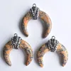 Pendentif colliers mode haute qualité peau de léopard naturel pierre corne de boeuf forme pendentifs pour la fabrication de bijoux 6 pcs/lot en gros FreePendant