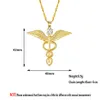 Angel's Wings Necklace Women Moissanite Ouroboros Magic Wand Caduceus Emergency Medical Doctor Nurse Jewelry3192271