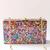 Evening Bags Colorful Color Acrylic Box Clutches Women Messenger Shoulder Day Lady Fashion Glitter Flap Shell Nice BagsEvening