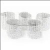 Plastic Napkin Rings El Wedding Chair Sash Diamond Mesh Wrap For Party Decoration GoldSier Table Accessories Kitchen8736657