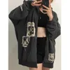 Emo kvinnor alt punk hoodie zip up grunge estetic jacka vintage street -shirt harajuku tröjor graffiti y2k dragkedja kläder 220816