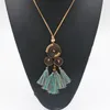 Pendant Necklaces Spiral Tassels Long Necklace Bohemia Brown Green Beads Fashion Sweater Chain Ethnic Women JewePendant