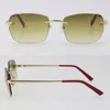 새로운 패션 치타 머리 금속 무테 선글라스 남성과 여성 태양 안경 디자인 18K 골드 브라운 렌즈 남자 여자 이동식 프레임 남자 크기: 57-18-140MM