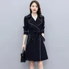 Spring Autumn Women Trench Coat Korean Long Chic Office de Lady Office de Lady Office Com Belt Feminino Windbreaker 4xl 220804