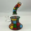 Groothandel 5 inch waterpijp gloeien in de donkere kop glazen bongs douchekop percolator beker Bong kleine mini -olie dab rigs 14 mm gewricht waterpijpen met kom dhl gratis