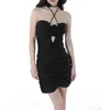 Casual Dresses Brand Designer Elegant Black Three Dimensional Flower Halter Dress Female Temperament Girl Party 2022
