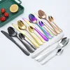 5 cores Cutelaria de ouro de alta qualidade Talheres Set Colher Faca De Forquilha Teaspoon Louça de Entrada Conjuntos de Cozinha Utensílios ZC1008