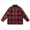 Mężczyźni Plaid Kurtka Płaszcz Zip Flanel Haft Koszule Płaszcze Wysokiej Jakości Mody Mody Casual Outwear Topy