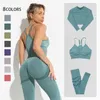 Naadloze Yoga Set Vrouwen Workout Sportkleding Gym Kleding Fitness Lange Mouwen Crop Top Hoge Taille Leggings + Bh Sportpakken 220326