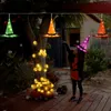 Cordes 6 pièces Halloween chapeau de sorcière avec lumière LED sorcières lumineuses suspendus décor arbre suspendu pour enfants LED cordes LED