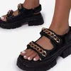 Kvinnor Summer Sandals Multicolor Snakesskin Platform Open Toe Shoes Höjd Hook Loop High Heels Chain Zapatos Sandalias de Mujer 220516