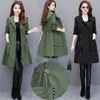 Spring Autumn Women's Windbreaker Casual Hooded Drawstring Female Trench Coat Outerwearies Mid Long Ladies Outerwear L220812