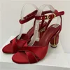 Luxo Velvet Diamond Heel Summer Sapatos Mulher Banda Cruzada Torno