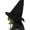 Halloween Party Horror Witch Mask with Hat Cosplay Scary Clown Hag Latex Masks Green Face Big Nose Old Women Costume Props L220530