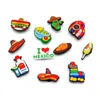 50pcs/set mexicano street milho taco série de taco padrão croc jibz 2d macio pvc sapatos acessórios cotalhos de sapatos de entupimento Decorações de fivelas de fivelas