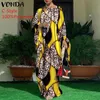 Женское платье Kaftan Summer Vintage Leopard Print Party Long Maxi повседневное рукав с плиссированной рубашкой пляж Vestidos D220615