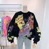 Damen Hoodies Sweatshirts Cartoon Frauen 2022 Herbst Winter Tops Lustige Pullover Sweatshirt Übergroße Korea Mode Faulheit-Stil Mädchen Swea