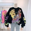 Camisolas com capuz femininas dos desenhos animados 2022 outono inverno tops engraçado jumper moletom superdimensionado coreia moda estilo preguiça menina suor