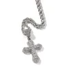 24 tum Hip Hop Jewelry Mens Necklace Silver Cross Halsband Designer Rostfritt stålkedja Koppar AAA Zirkonia Röda vita diamanthalsband Kvinnor Twist Chains Gift