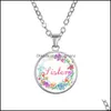 Pendentif Colliers Pendentifs Bijoux Alliage Chapelet Religion Collier Bible Verre Mode Femmes Soeur Chaîne Dht5B