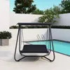 EU estoque 3-5 dias entrega ao ar livre balanço balanço hammock cama com coxim de textileno dossel para pátio, quintal, jardim, varanda hw-004bk-bk