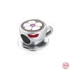 925 Silver Fit Pandora Original Charms Diy Pendant Women Armband Pärlor Vin Glas Dingle Red Heart Solitaire Clip