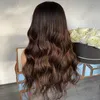 Parrucca anteriore in pizzo 360 per capelli umani da donna Evidenzia parrucche frontali Balayage marroni Nodi candeggiati Capelli ondulati Remy 180% prepizzicati