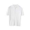 Printemps été tricot Polo hommes décontracté col rabattu bouton mode rayé solide mince hauts glace soie coton t-shirt 220708
