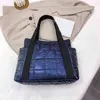Female Bag for Women Embroider Line Down Cotton Tote Fashion Large-capacity Handbag Designer Bags Luxury Solid Color Square 220505