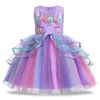 Bébé Fille Arc-En-Tulle Robe 3-9T Enfants Designer Licorne Imprimé ou Jupe Florale Sans Manches Enfants Printemps Été Princesse Robes