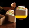 Kraftpappersmörgåsar Wrapping Box Tjockt ägg Toast Bread Breakfast Packaging Burger Burger TEATIME TRAY DH9484