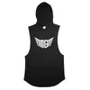 Muscleguys Brand Sleeveless Shirt with hoody Cotton Gym Clothing Fitness Vest Men Bodybuilding Tank Tops Hoodies Sports Singlets 220621
