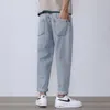 Heren jeans mannen losse pasvorm licht blauw recht gesneden broek oversized 2022 collectie lente kleding mannelijke broek Korea stijl