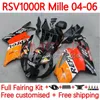 Moto Fairings For Aprilia RSV1000R Mille RV60 RSV-1000 RSV1000 R RR 04 05 06 Bodywork 160No.15 RSV1000RR RSV 1000 R 1000R 1000RR 2004 2005 2006 Bodys Kit repsol orange