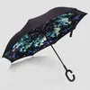 Guarda-chuva invertida chuva de chuva longa guarda-chuvas reversa de dupla camada de camada vital