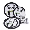Couverts jetables Cartoon Panda Thème Décorations De Fête D'anniversaire Vaisselle Ensembles Assiette Serviette Ballon Baby Shower FavorsJetables