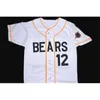 Glamit Bad News Bears Baesball Movie Jersey Button Down White Wit 100% gestikte Custom Baseball Jerseys Elk naamnummer Vintage Groothandel