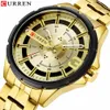 Montres d'or pour hommes Marque de luxe Marque Curren Watch Business Homal Homal Horloge de mode Quartz Acier inoxydable Bracelet de bracelet étanche