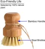Bambus-Geschirr-Buschbürsten, Küchen-Holzreinigungswäscher zum Waschen Gusseisenpfanne / Topf, natürliche Sisal-Borsten DHL F0422