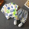 Roupas Define roupas para crianças de verão roupas meninos roupas menino letras de bebê shorts de t-shirt de mangas curtas.