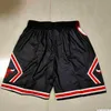 Shorts de basquete da equipe Just Don Mesh Calça esportiva retrô com bolso Champion 97-98 Calça de moletom com zíper Hip Pop
